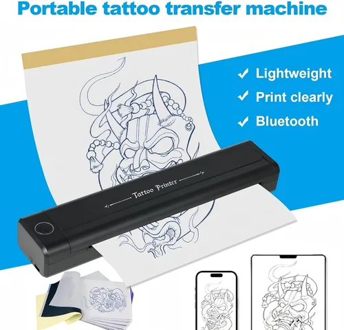 Miniatura 5 de Autdor Impresora de plantillas de tatuajes, máquina de impresión de tatuajes con 10 piezas de papel de transferencia, impresoras térmicas