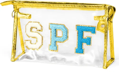 Miniatura 9 de Preppy Patch - Bolsa de cosméticos transparente para verano, bolsa de aseo universitaria, bolsa de maquillaje, bolsa de viaje, playa, para mujeres
