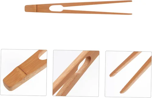 Miniatura 7 de STOBAZA Pinzas de cocina con clip de bambú para cocinar platos de cocina, clips antideslizantes para estufa