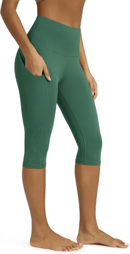 Miniatura 105 de ODODOS - Leggings capri de cintura alta para mujer con bolsillos, control de abdomen, no se transparentan, para entrenamiento atlético, running