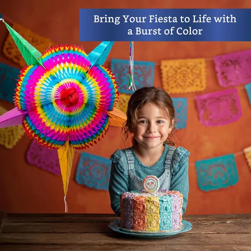 Miniatura 6 de Piñata mexicana (grande de 32 pulgadas) – Piñata grande plegable hecha a mano auténtica para fiesta de cumpleaños – Piñatas para cumpleaños años