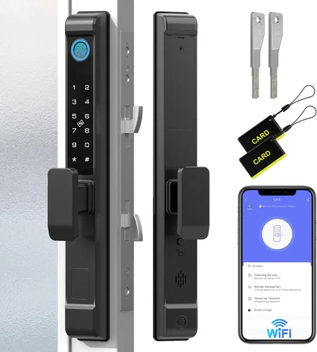 Miniatura 10 de Anweller Cerradura de puerta corredera de cristal con mortaja 2085, teclado inteligente con código de huellas dactilares, aplicación remota RFID