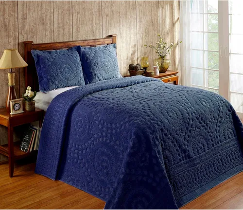Miniatura 7 de Better Trends 1 colcha de chenilla tamaño matrimonial/doble, ropa de cama de chenilla 100% algodón, patrón de medallón ligero, decoración
