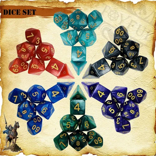 Miniatura 2 de DND Conjunto de Dados 42 Pzs Dados Poliédricos Dungeons and Dragons de Rodamiento para Juegos de Mesa D&D RPG MTG Dados al Por Mayor con Bolsas
