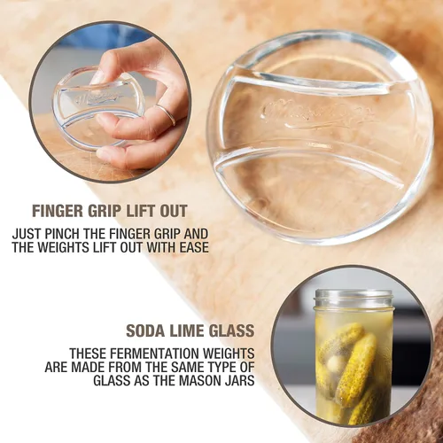 Miniatura 4 de Masontops Pickle Pebble Glass Infinity Pesas para fermentar – Juego de pesas para decapado – Combo ancho/regular
