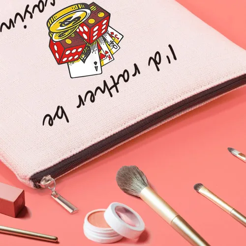 Miniatura 4 de JXGZSO Jugador Regalo I'd Rather Be At The Casino Bolsa de Maquillaje Bolsa de Dados de la Suerte Bolsa Casino Amante Regalo, Casino