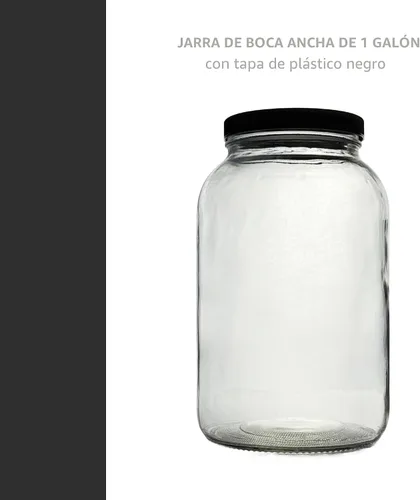 Miniatura 2 de Suministro North Mountain 1 Galón Frasco de Vidrio de Boca Ancha con Tapa de Plástico Negro - Aprobado por la USDA, Sin BPA, Fabricado