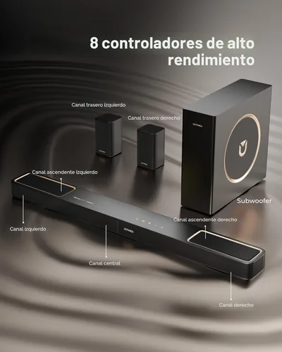 Miniatura 3 de ULTIMEA Barra de sonido de 5.1.2 canales con Dolby Atmos, sistema de sonido envolvente para TV con 2 altavoces envolventes, barra de sonido