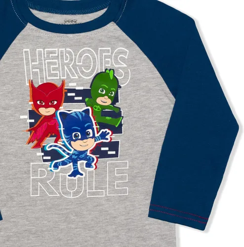 Miniatura 6 de PJ Masks Catboy, Gekko and Owlette Boys Long Sleeve Shirt and Jogger Pants Set for Toddler and Little Kids NavyGrey