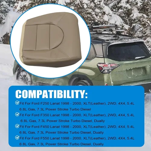 Miniatura 2 de Priprilod Funda de cuero de repuesto para asiento de conductor compatible con Ford F250 F350 F450 F550 Lariat 1999 2000