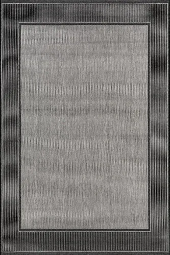 Miniatura 2 de Alfombra para exteriores con borde gris nuLOOM, Polipropileno, gris