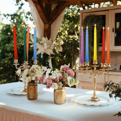 Miniatura 6 de Whaline 12 velas cónicas en espiral arcoíris de 10 pulgadas, 6 colores, sin goteo, velas de cera retorcidas, velas largas sin perfume para eventos