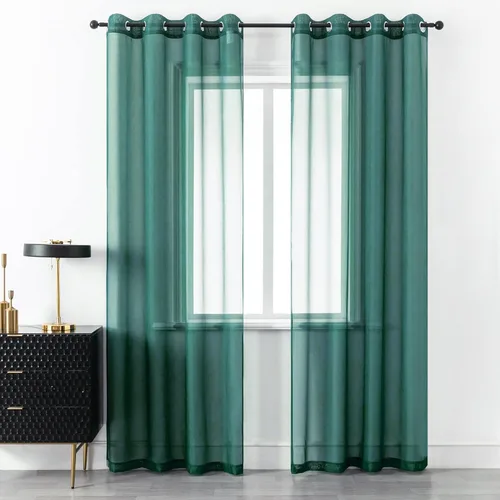Miniatura 26 de DUALIFE Cortinas Amarillas de 72 Pulgadas de Largo para Dormitorio Juego de 2 Paneles con Ojales Ventana Semi Voile Filtrado de Luz Cortinas