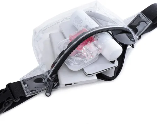 Miniatura 6 de TINYAT - Cangurera transparente pequeña aprobada para el estadio para mujeres, bolsa de cinturón transparente impermeable para conciertos, deportes