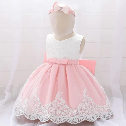 Miniatura 6 de Vestido de novia de princesa de tul para niña de 0 a 24 meses, con lazo, bordado de encaje