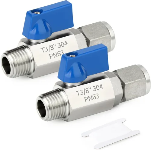 Miniatura 11 de TAISHER 1PCS 304 de compresión de acero inoxidable mini válvula de bola interruptor de apagado, tubo de 1/2 "OD x 1/2" NPT macho