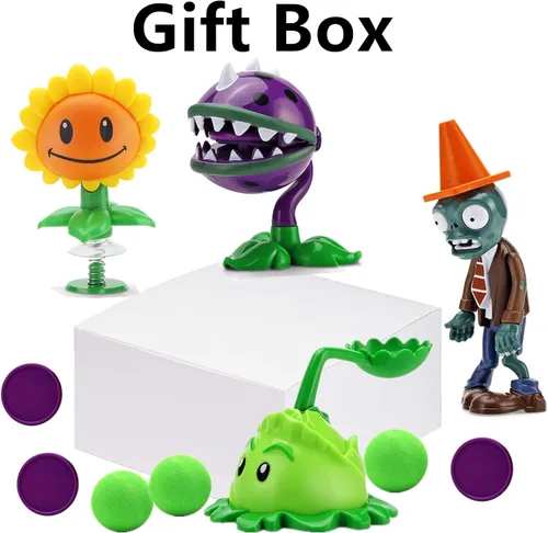 Miniatura 3 de JHESAO Juego de 4 juguetes de plantas y zombis, figuras de acción Zombies PVZ, serie 1, 2, grandes regalos para niños y fanáticos, cumpleaños