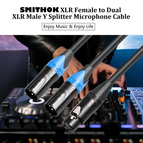 Miniatura 2 de Smithok Cable divisor XLR, hembra a doble macho Y (divisor XLR 1 hembra a 2 macho), adaptador de audio de cable divisor de micrófono equilibrado