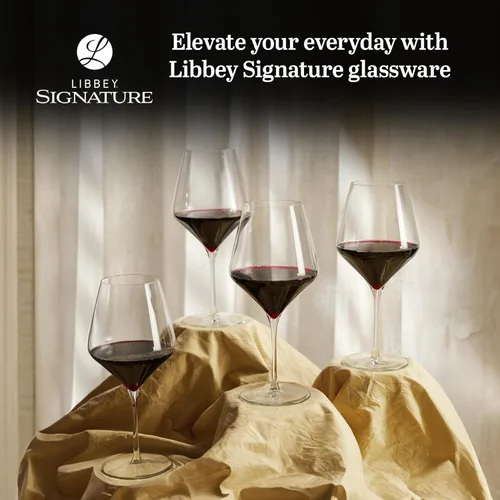 Miniatura 2 de Libbey Signature - Juego de 4 copas de vino tinto, sin costuras, de 24 onzas, para cabernet, merlot y más, copas de vino con tallo para todas