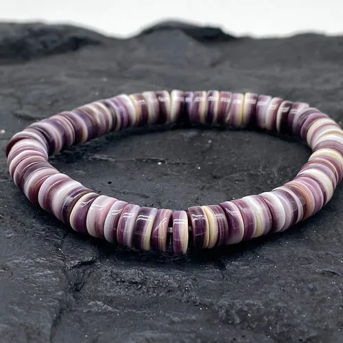 Miniatura 8 de ABCGEMS Wampum Shell Beads Pulsera USA Authentic Quahog East Coast (primera moneda de América 1637-1673) de origen ético - Producción de lotes