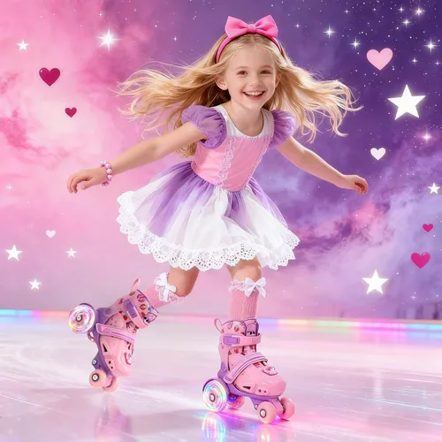 Miniatura 2 de LKD Patines ajustables para niños y niñas, patines cuádruples para principiantes, deportes en interiores y exteriores para edades de 3-5, 5-8