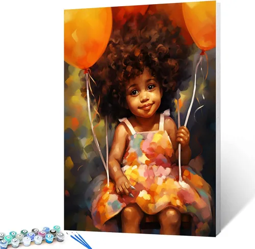 Miniatura 8 de Tucocoo Pintura por números para adultos, kits de pintura al óleo digital sobre lienzo con pinceles y pigmento acrílico, hermoso retrato de niña
