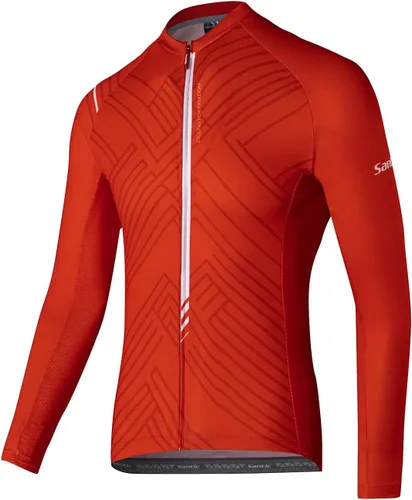 Miniatura 61 de Santic - Camiseta de ciclismo para hombre, manga larga, reflejante, cremallera completa, con bolsillos