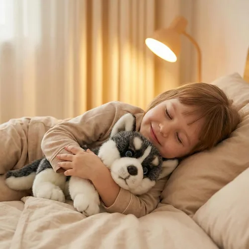 Miniatura 4 de CU-MATE Juguetes de peluche para perros Husky siberianos de 16 pulgadas, simulación realista y realista, juguete de peluche hecho a mano, regalo