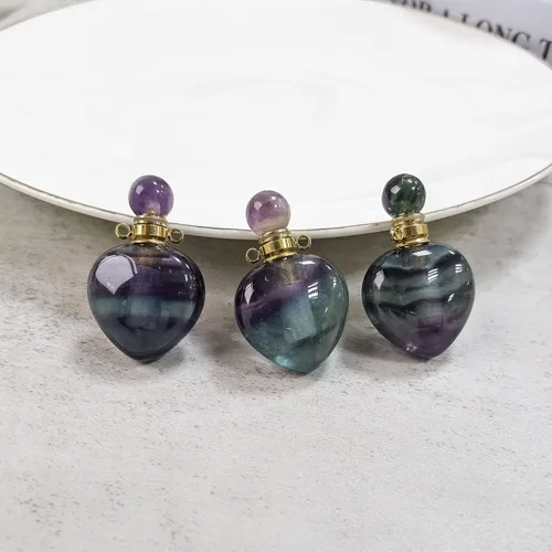 Miniatura 15 de Perfume Bottle Necklace Heart Shape, Amethyst Necklace Healing Crystal for Women, Essential Oil Diffuser Bottle Necklace Jewelry for Liquid