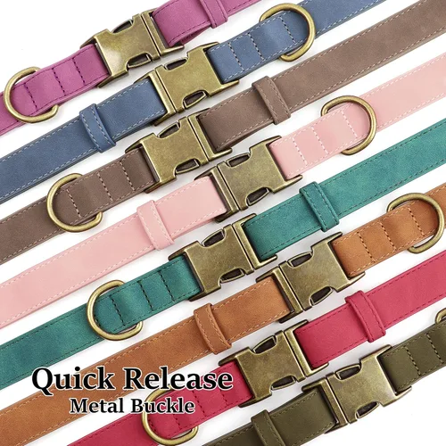 Miniatura 7 de Didog Collar de perro de cuero PU suave, elegante collar de perro de liberación rápida para perros grandes, fácil de limpiar, collar ajustable