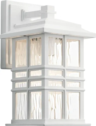 Miniatura 11 de Kichler Beacon 49829BKT - Lámpara de pared cuadrada de 12 pulgadas para exteriores con cristal martillado transparente en negro texturizado