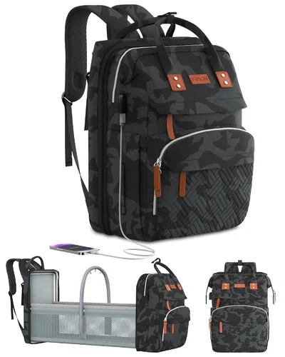 Miniatura 8 de ISMGN Mochila para pañales con cambiador, bolsa de pañales grande, bolsa de bebé, bolsa de pañales negra, negra Negro Básico