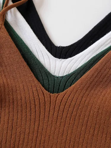 Miniatura 5 de Floerns Camisola de 4 piezas para mujer, con tirantes delgados, ajustada, ombliguera