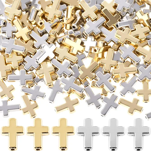 Miniatura 11 de 120 dijes de cruz para hacer joyas, cuentas de cruz religiosa para pulseras, cruces para hacer joyas, pulseras, collares, manualidades (6 colores)