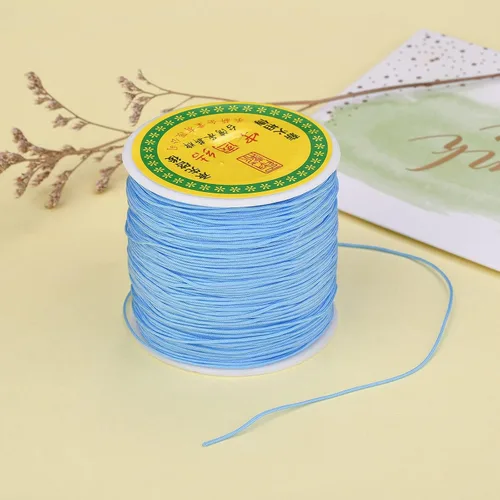 Miniatura 5 de Cheriswelry 100 yardas/rollo de cuerda trenzada de nailon de 0.031 in, color azul cielo claro, cordón de nudo chino, cuerda de cuentas