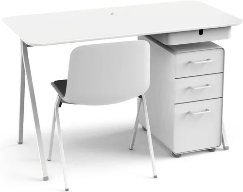 Miniatura 5 de Poppin Clave del Éxito - Gris claro, 48", el juego incluye: 48" Key Desk, Key Chair con almohadilla de asiento, Archivador delgado de 3 cajones