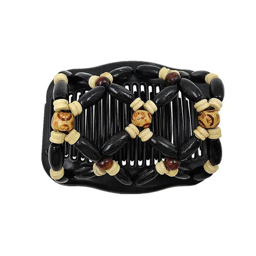Miniatura 5 de Peines mágicos para el cabello para mujer, con cuentas de madera, elásticos, de doble cara, accesorios para el cabello, paquete de 5