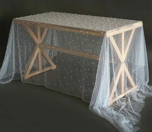 Miniatura 8 de Mantel de boda de 10 pies de gasa y tul perla