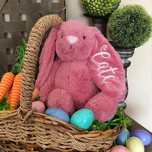 Miniatura 5 de Conejo de peluche personalizado bordado, juguete de peluche personalizado para regalo de Pascua para niños, regalo de bautizo con el nombre del niño