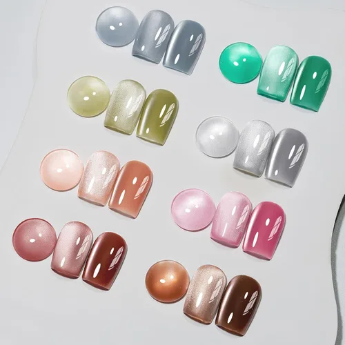 Miniatura 18 de MIZHSE Esmalte de uñas de gel de ojo de gato de 8 colores, juego de esmaltes de gel magnético con purpurina con barra magnética, holográfico Gel