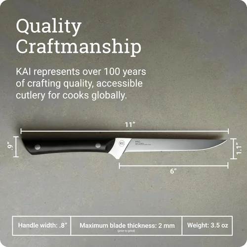 Miniatura 5 de Cuchillo de filete flexible Kai PRO de 6 pulgadas, cuchillo de filete afilado a mano, hoja de acero inoxidable alemán DIN1.4116, mango POM de espiga