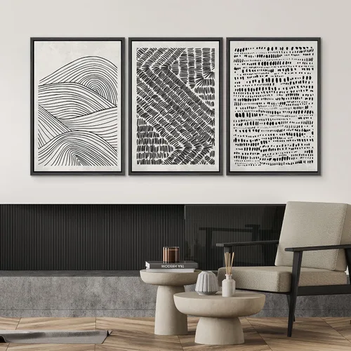 Miniatura 608 de SIGNWIN Lienzo enmarcado para pared, arte con pinceladas de flujo neutro en tonos beige abstractos, ilustraciones, arte moderno, decorativo