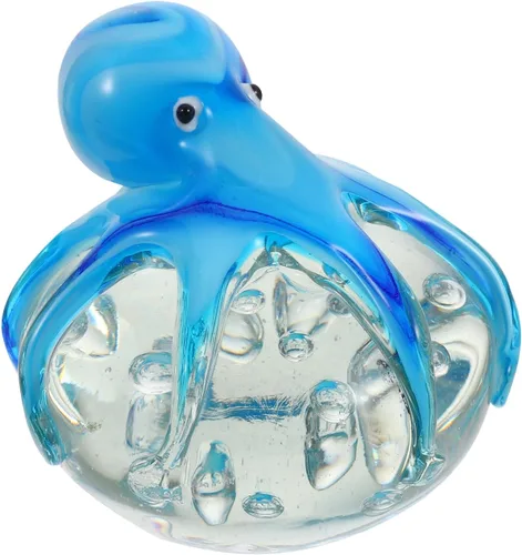 Figura de pulpo de vidrio: Pulpo de vidrio soplado a mano Artesanías de pisapapeles Escultura de animales marinos para pecera Decoración del hogar