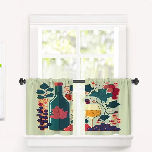 Miniatura 96 de Cortinas opacas de cocina con pintura al óleo de Europa rosa y negra para ventanas, cenefas opacas modernas de torre Eiffel de poliéster multicapa