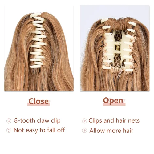 Miniatura 57 de Extensiones de cola de caballo de cabello rubio, extensiones de cola de caballo para mujer, pinza de extensiones de cabello rizado de 12 pulgadas