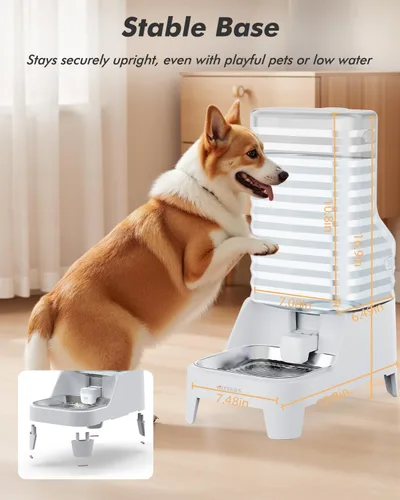 Miniatura 6 de Dispensador automático de agua para perros con grifo patentado, dispensador de agua para gatos de gran gravedad de 6 litros con asa, filtro y base