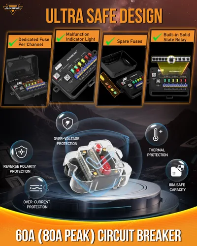 Miniatura 6 de Auxbeam Panel de interruptores de 6 bandas Bluetooth AR-600 RGB con botón grande, interruptor auxiliar con interruptor de palanca momentáneo