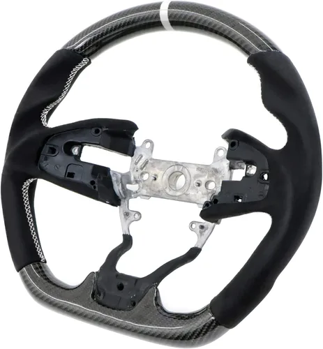Miniatura 9 de IKON MOTORSPORTS, Volante compatible con Honda Civic de 10ª generación 2016-2021, volante de fibra de carbono sintética tipo ante con costuras rojas