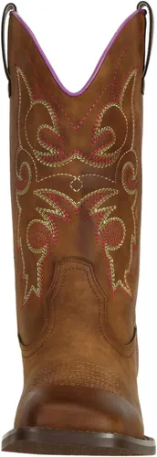 Miniatura 3 de Botas de vaquera SheSole para mujer, estilo vaquero occidental, puntera cuadrada ancha, pantorrilla ancha, color marrón