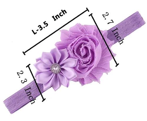 Miniatura 4 de Qandsweet vincha con flor cruzada e incrustaciones de estrás, para fotografías, para niña, 3-24 meses Paquete de 10 3.5x2.3